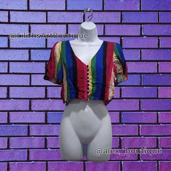 Forever21 Rainbow Croptop(L017)- Size M for Women - Picture 1 of 6